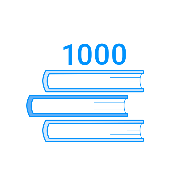 3 books stacked on top of each other with the number 1000 above them