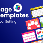 Collection of colorful page templates for goal setting and various activities, including graphic organizers like fishbone planners, problem trees, main idea charts, 3D shapes, and emotion wheels.